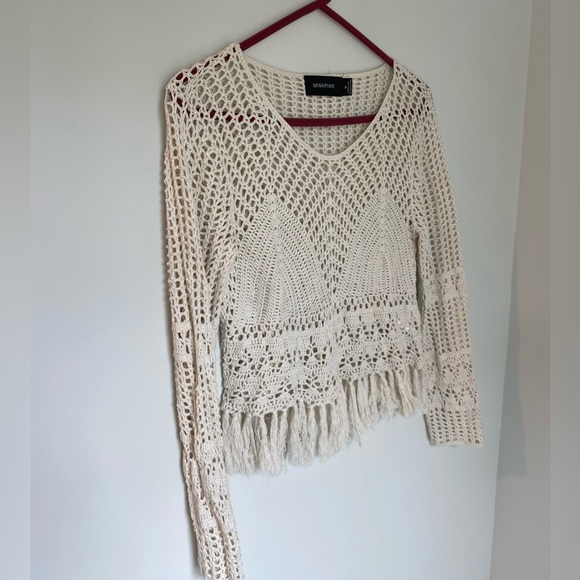 MINKPINK Henna Cream Crochet Crop Top - Picture 5 of 12